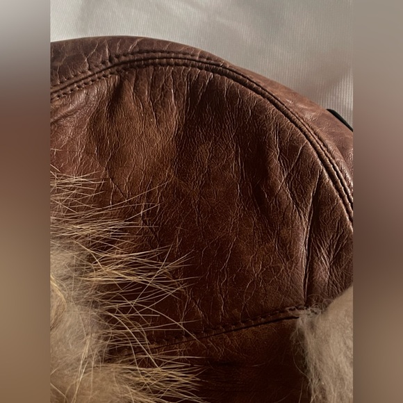 RUDSAK Brown Leather & Fur Aviator Winter Hat NWT - Picture 5 of 10